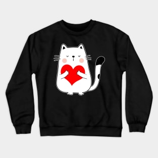 Cute Cat Valentines Day Holding Heart My Valentines Gifts For Lover Cat Crewneck Sweatshirt